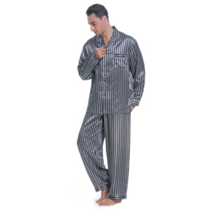 Set Pigiama e Vestaglia Termica da <span class=keywords><strong>Uomo</strong></span> in Raso, Maniche Lunghe, 100% Poliestere, <span class=keywords><strong>Abbigliamento</strong></span> Casual per <span class=keywords><strong>Casa</strong></span> - Product Image 3