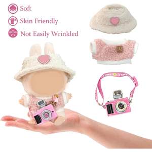 Style dessin animé peluche poupée 3 Costumes délicat coeur rose chapeau petit appareil photo accessoires-mode poupée accessoires Co. 10 ans et plus - Product Image 6
