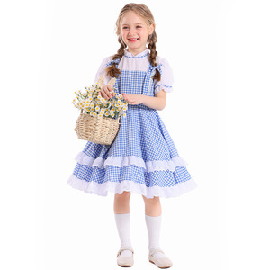 Costume da Principessa Dorothy del Mago di Oz per Bambini, Abito per Halloween Ispirato a Film e Serie TV, Gonna a Quadri Blu e Bianca con Bordo in Pizzo - Product Image 2