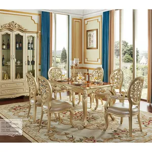 Hot selling classical dining table set 6 seater French dinning table and chairs furniture for wholesales