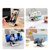 Nouveau support de téléphone portable en aluminium réglable en hauteur, pliable, couleur argent/rouge, pour voyage en avion, utilisation sur bureau, logo personnalisé