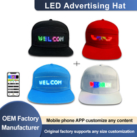 Gorra de Béisbol con Luz LED Intermitente, Unisex, Gorra Publicitaria, Aplicación para Teléfono Inteligente con Bluetooth, Programable, para Centros Comerciales y Ascensores