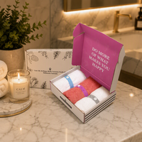 Ensemble de serviettes de luxe HS Brand HS-TC523 avec logo personnalisé, forme trapézoïdale, laminage mat et gaufrage dans un coffret cadeau en carton recyclable