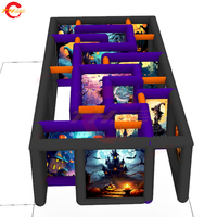 Amusement interactif d'Halloween: maison hantée gonflable de 9x4m avec jeu de puzzle et souffleur d'arène de labyrinthe pour la fête des enfants