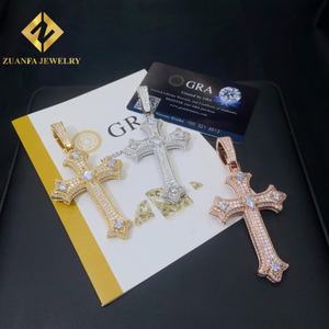 Vente flash Pendentif en moissanite Pendentif croix Argent sterling 925 Moissanite Ice Out Testeur de diamant Bijoux avec boîte cadeau GRA - Product Image 3