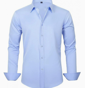 Camicia Formale <span class=keywords><strong>da</strong></span> <span class=keywords><strong>Uomo</strong></span> in Poliestere Elasticizzato a Quattro Vie, Tinta in Filo, Resistente, con Perline, Maniche Lunghe, Non Stiro, XL, Bianca - Product Image 3