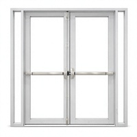 Porte d'évacuation en aluminium à double battant avec barre anti-panique et commande électrique, taille personnalisée, fournisseur en gros pour projets commerciaux
