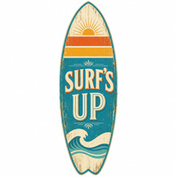 Plaque en métal vintage « Surfs up » pour la décoration murale de la maison de plage ou du bar, en relief, personnalisée, fabrication directe d'usine OEM