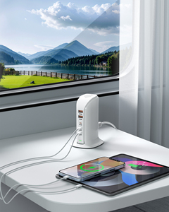 แท่นชาร์จแบบตั้งโต๊ะ 6 พอร์ต USB วัสดุ ABS ชาร์จเร็ว รองรับ QC3.0 และ PD 20W - Product Image 5