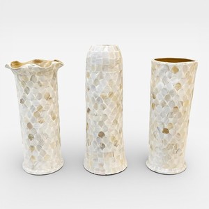 Jarrón de Mesa de Lujo Hecho a Mano con Madreperla, Mosaico de Conchas Naturales, Jarrón Decorativo para Flores, Decoración para Sala de Estar, Regalo - Product Image 1