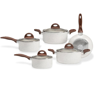 9 Piece Cooking Pots Glass Lids Bakelite Handles Dishwasher Oven Safe for Gas <b>Induction</b> Stoves Ceramic <b>Cookware</b> <b>Set</b> - Product Image 1