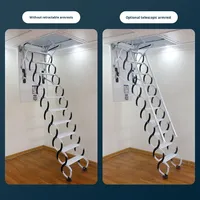 Échelle télescopique pour grenier, ascenseur intérieur pour la maison, escalier pliable invisible en acier carbone de type L, design moderne, installation