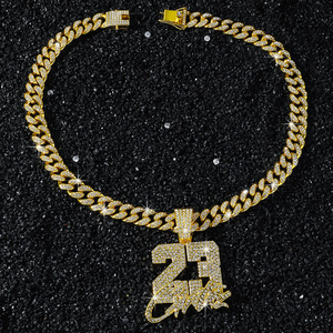 Collana con Ciondolo Leggenda del Basket '<span class=keywords><strong>23</strong></span>' Placcato Oro, Catena Cubana in Lega, Gioielli Hip Hop Streetwear per Uomo - Product Image 6