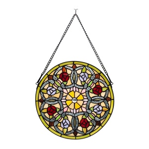 Solid 12" China Stained Cathedral Glass <b>Window</b> Panel European Design High <b>Light</b> Transmittance Curtain Wall Workshop Living Wall - Product Image 1