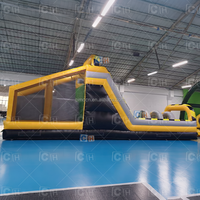 Parcours d'obstacles gonflable commercial avec toboggan, mur d'escalade et tunnels, défi d'assaut gonflable pour enfants et adultes à louer