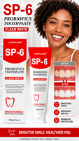 Dentifrice Probiotique SP-6 LIDERCARE Blanchiment Dentaire Éclat Haleine Fraîche Conception Royaume-Uni Soin des Gencives