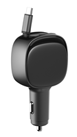 Adaptateur secteur universel pour voiture 65W avec cordon USB-C rétractable, charge rapide PD3.0 QC3.0, chargeur de véhicule