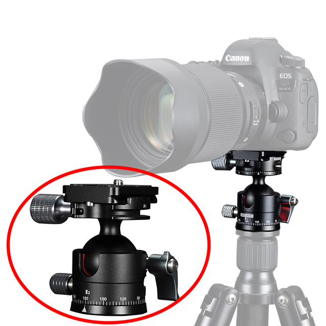 HIGHLIGHTS Tripod Ball Head 360 Degree Super Light Aluminum Alloy 0.28kg 46mm Base Dia 10kg Load Universal Camera Mount
