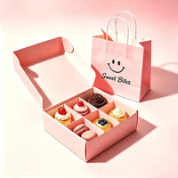 Boîte en carton rigide de qualité alimentaire, sur mesure et résistante, pour emballage cadeau de pâtisserie, vente en gros, impression UV personnalisée, boîtes à biscuits personnalisées