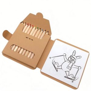 Ensemble de crayons de couleur miniatures avec logo personnalisé, 12 crayons en bois écologiques, kit d'apprentissage créatif promotionnel pour enfants, dessin, peinture - Product Image 4