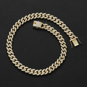 Collana a Catena Cubana con Strass Placcata Oro 12mm, Gioielli <span class=keywords><strong>Hip</strong></span> <span class=keywords><strong>Hop</strong></span> di Moda Europea per Uomo e Donna - Product Image 3