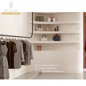 Ideas de exhibición de ropa simple, tienda de tela de madera personalizada, estante de diseño de muebles, exhibición de pantalones vaqueros para diseño de tienda de interiores - Product Image 1