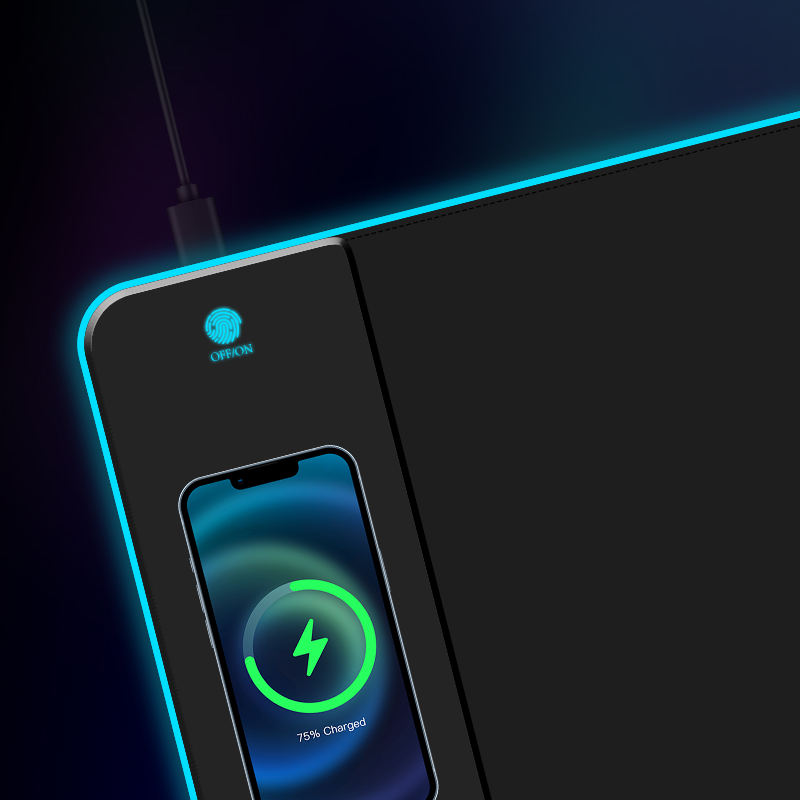 ORANGLES Custom Logo XXL Wireless Charging Gaming Mouse Pad | RGB LED Lighting, Sublimation Printed, Non-Slip Rubber Base, Universal Black Desk Mat for Gamers & Offices – Qatar - high resolution display - exposing craftsmanship - Image 2 of 6 | built for everyone | Custom Logo XXL Wireless Charging Gaming Mouse Pad | RGB LED Lighting, Sublimation Printed, Non-Slip Rubber Base, Universal Black Desk Mat for Gamers & Offices – Qatar for sale Georgia | Free Shipping ORANGLES