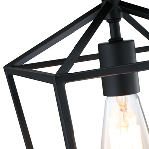 Plafonnier semi-encastré 1 lumière, noir, style industriel, avec cage métallique, pour chambre, couloir, garage, porche, salon - Product Image 5