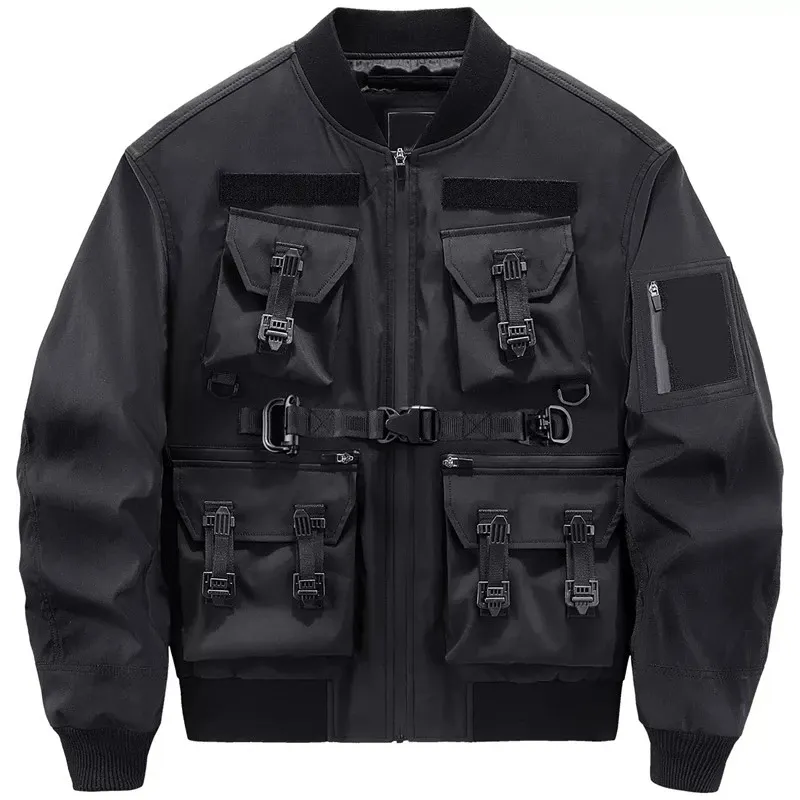 Blouson aviateur de vol de haute qualité pour hommes, poches multiples, décoration, manteau Cargo, vêtements de travail