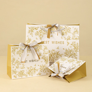 ถุงช้อปปิ้งเครื่องประดับกระดาษพร้อมริบบิ้นสำหรับร้านขายของชำ - Product Image 3