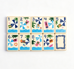 Set di Mahjong Americano di Lusso Personalizzato, 36 Tessere Acriliche Blu <span class=keywords><strong>a</strong></span> Strato Singolo, Motivo Frutta Tropicale e Oceano, Gioco <span class=keywords><strong>da</strong></span> Tavolo Portatile OEM ODM - Product Image 2