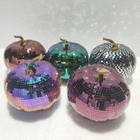 Chuang De Boule disco style citrouille à paillettes multicolore réfléchissante, écologique, incassable et résistante aux intempéries pour table d'Halloween