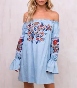 Casual Clothes Women Plus Size Fashion Embroidery Ruffled Mini Dress Ladies Blouse Summer Sexy Dresses Sta-0050Y new