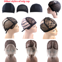 Bonnet de Perruque en Filet Sans Partie en U avec Sangles Ajustables, Bonnets de Tissage de Perruque en Dentelle Noire, Filets à Cheveux pour Confectionner des Perruques