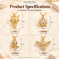 LUOYUNE Collier avec pendentif animal en cristal doré, breloque chèvre, coccinelle, pieuvre, ange, bijoux pour femme, cadeau mignon et tendance