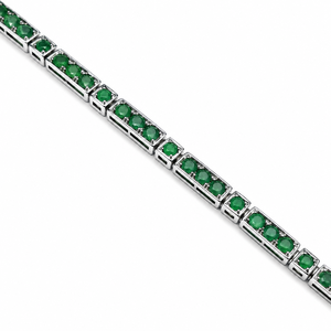 Pulsera de Eslabones de Diseño con Esmeralda Chapada en Rodio de Plata de Ley 925 para Mujer - Product Image 2