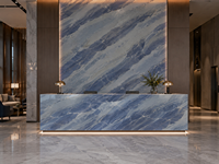 Dalles de marbre bleu roi polies, à jointure apparente, pour murs décoratifs, plans de toilette de salle de bain, encadrements de cheminée, dessus de table à manger