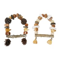 Perroquet oiseau perche jouets fruits naturels frêne épineux bois balançoire noix colorées dents à mâcher perruches, Conure, calopsittes, perruches