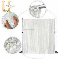 Uvenue ANNIELU Rideaux de fond en maille à sequins blancs simples pour décoration de mariage et de fête Livraison rapide
