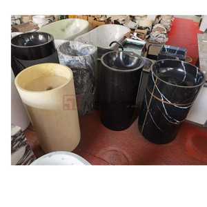 Desain minimalis pabrik wastafel berdiri Lantai mewah dalam stok Vanity kamar mandi wastafel kolom marmer batu Solid - Product Image 4