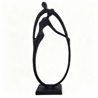 Sculptures abstraites de couple en fonte faite à la main, figurines d'amoureux noires, décoration moderne et écologique pour la maison, statue d'art de luxe pour le bureau