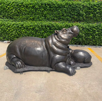 Vente en gros de sculptures de hippopotames en cuivre massif anti-corrosion pour villas côtières et jardins