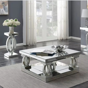 Vuông 4 mét nhân đôi Bàn cà phê với tinh thể bằng gỗ Set End bảng Glass Side bảng trong <span class=keywords><strong>MDF</strong></span> - Product Image 1