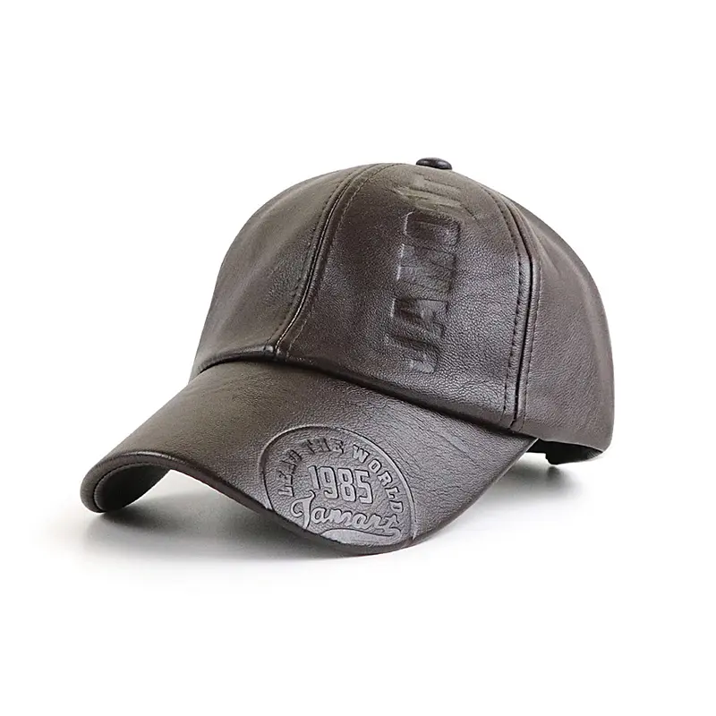 Hot Selling Products 2023 Casual Brown 6 Panel Hat PU Leather for Men High Quality Women Baseball Cap Hat