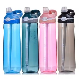 New Design 26/32oz BPA-Free Tritan Plastic Drinkware Kids <b>Flip</b> <b>Top</b> <b>Bottle</b> <b>with</b> Straw for Cold Water - Product Image 1