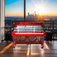 Piano vertical de luxe moderne, hôtel étoile durable, design transparent, style mécanique en cristal acrylique pour intérieurs élégants
