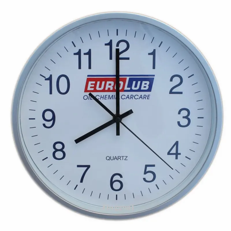 Customized branded 30CM 12 inch Promotional Plastic Quartz Round Wall Clock