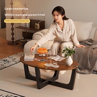 AGS-06-CJ Mesa de Centro Moderna y Duradera de Madera con Estructura Metálica, Muebles para Sala de Estar, para Apartamentos y Hoteles