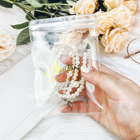 Sacs refermables à zip-lock en poly imprimés personnalisés, emballage transparent de bijoux avec anneau à fermeture éclair auto-scellant, sac de bijoux en plastique PVC pour lunettes