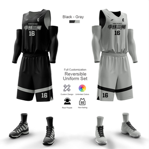 Ensembles d'uniformes de basketball réversibles personnalisés pour garçons, imprimés par sublimation, 100 % polyester, sans manches, respirants - Product Image 2